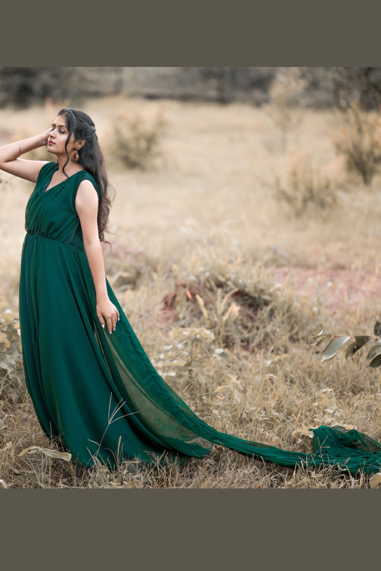 Designer Bottle Green Tail Gown