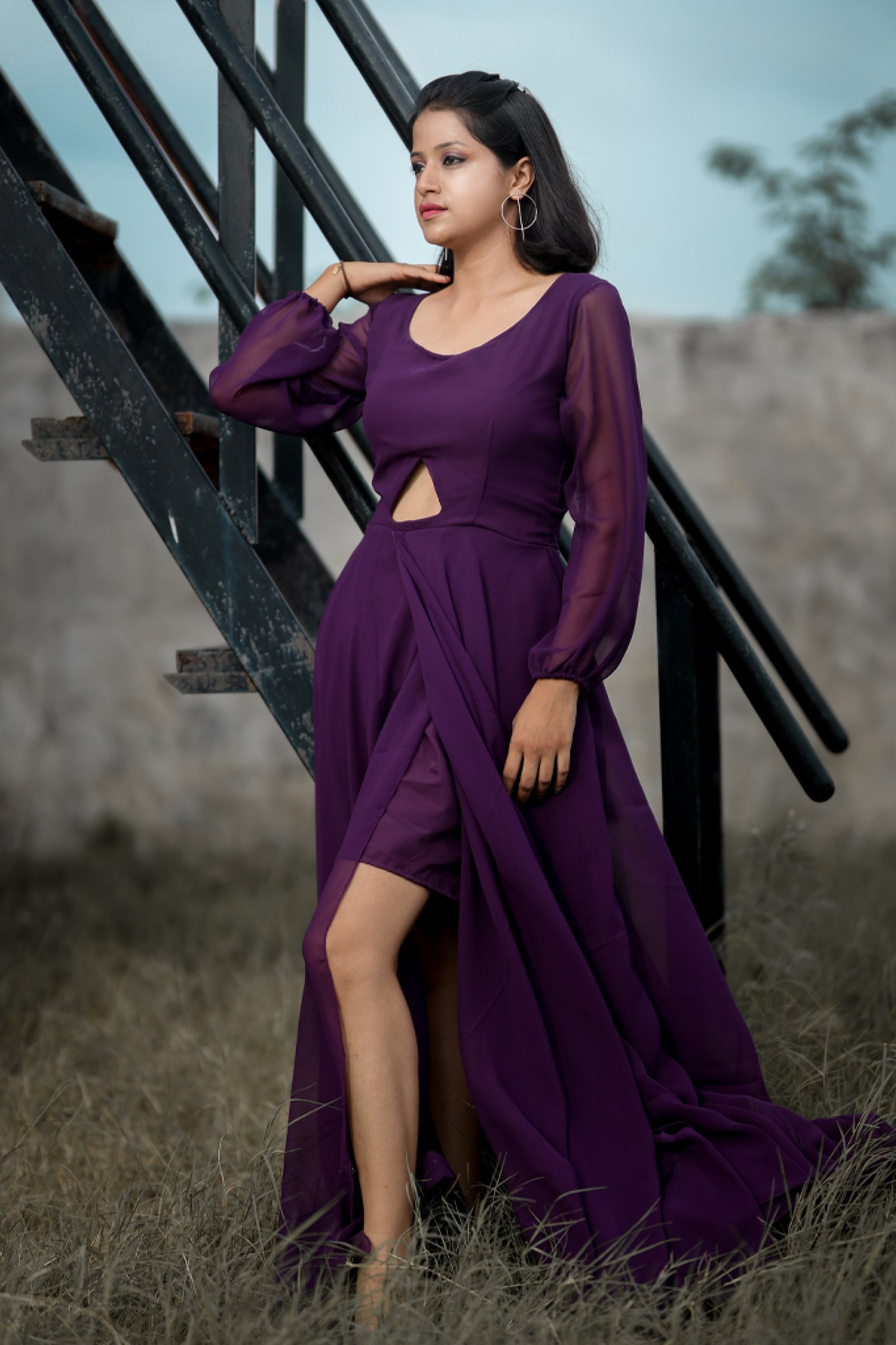 Designer Purple Color Pre Wedding Gown