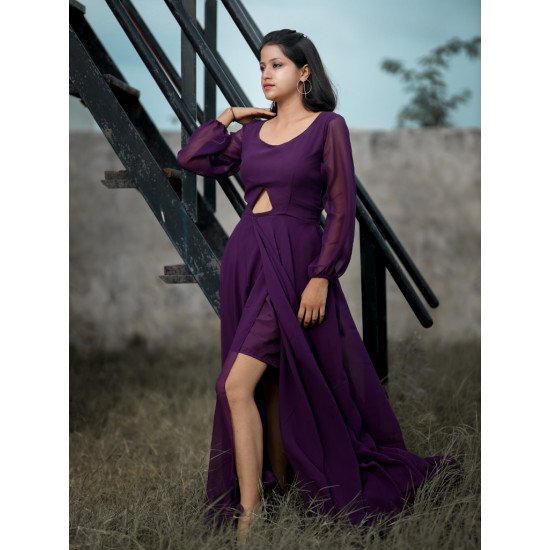 Designer Purple Color Pre Wedding Gown