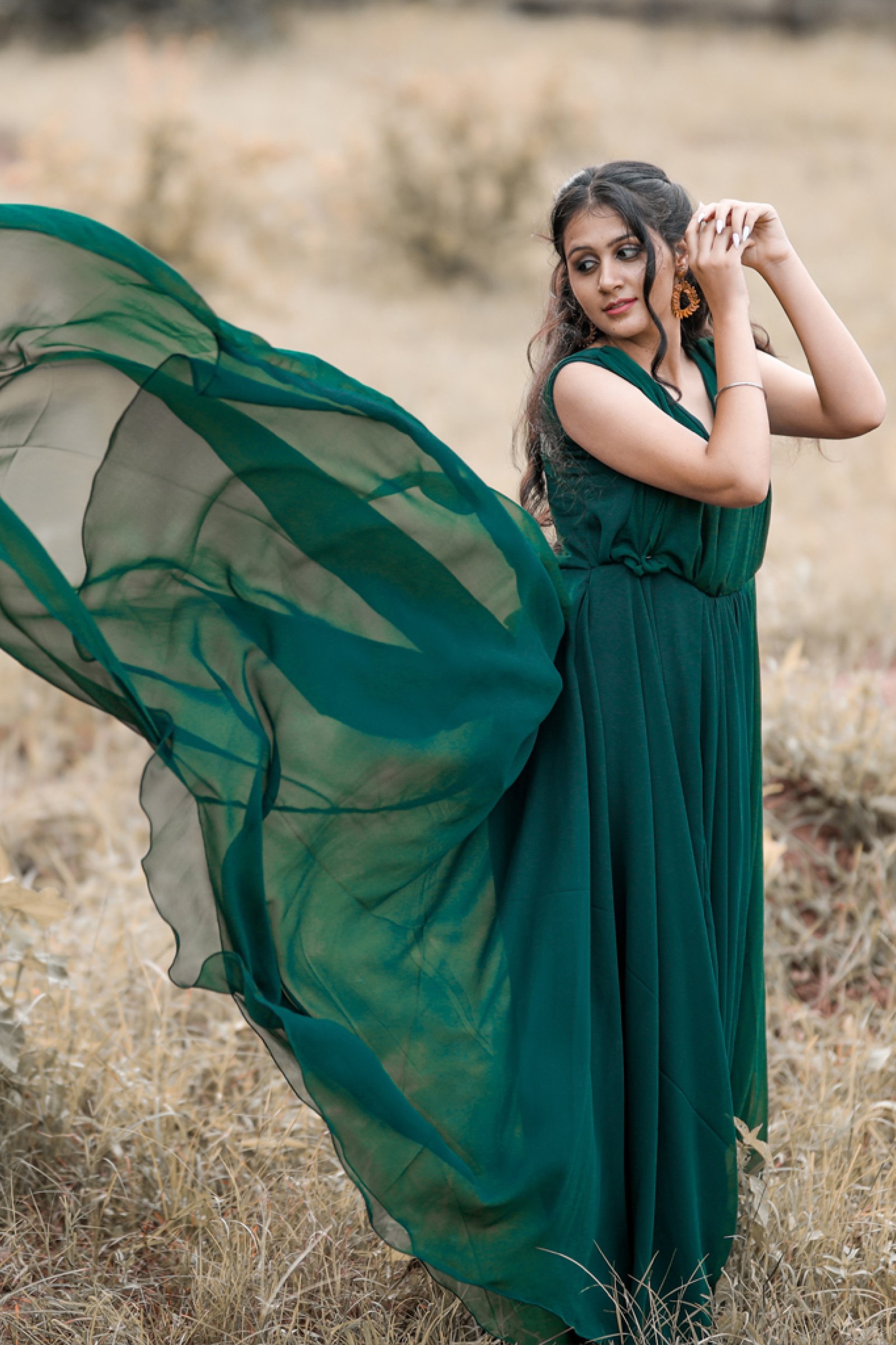 Designer Bottle Green Tail Gown