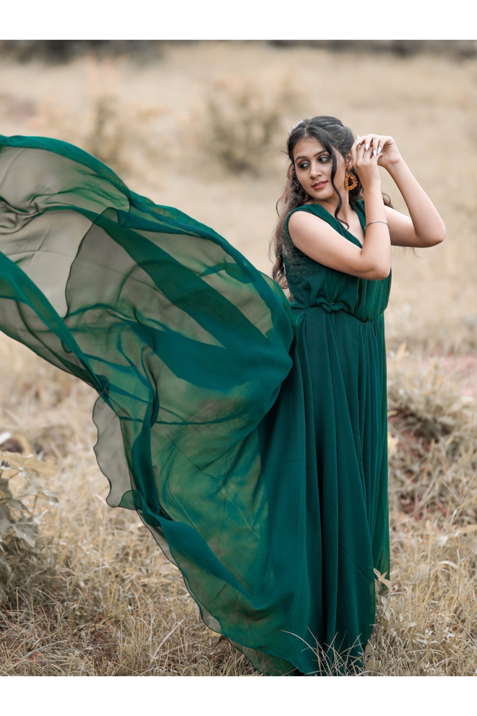 Designer Bottle Green Tail Gown