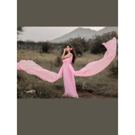 Designer Pink Gown For Pre Wedding