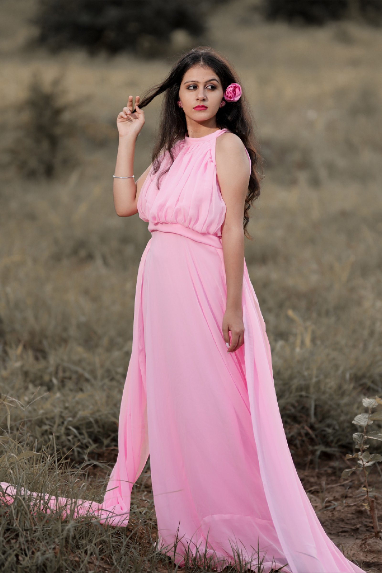 Designer Pink Gown For Pre Wedding
