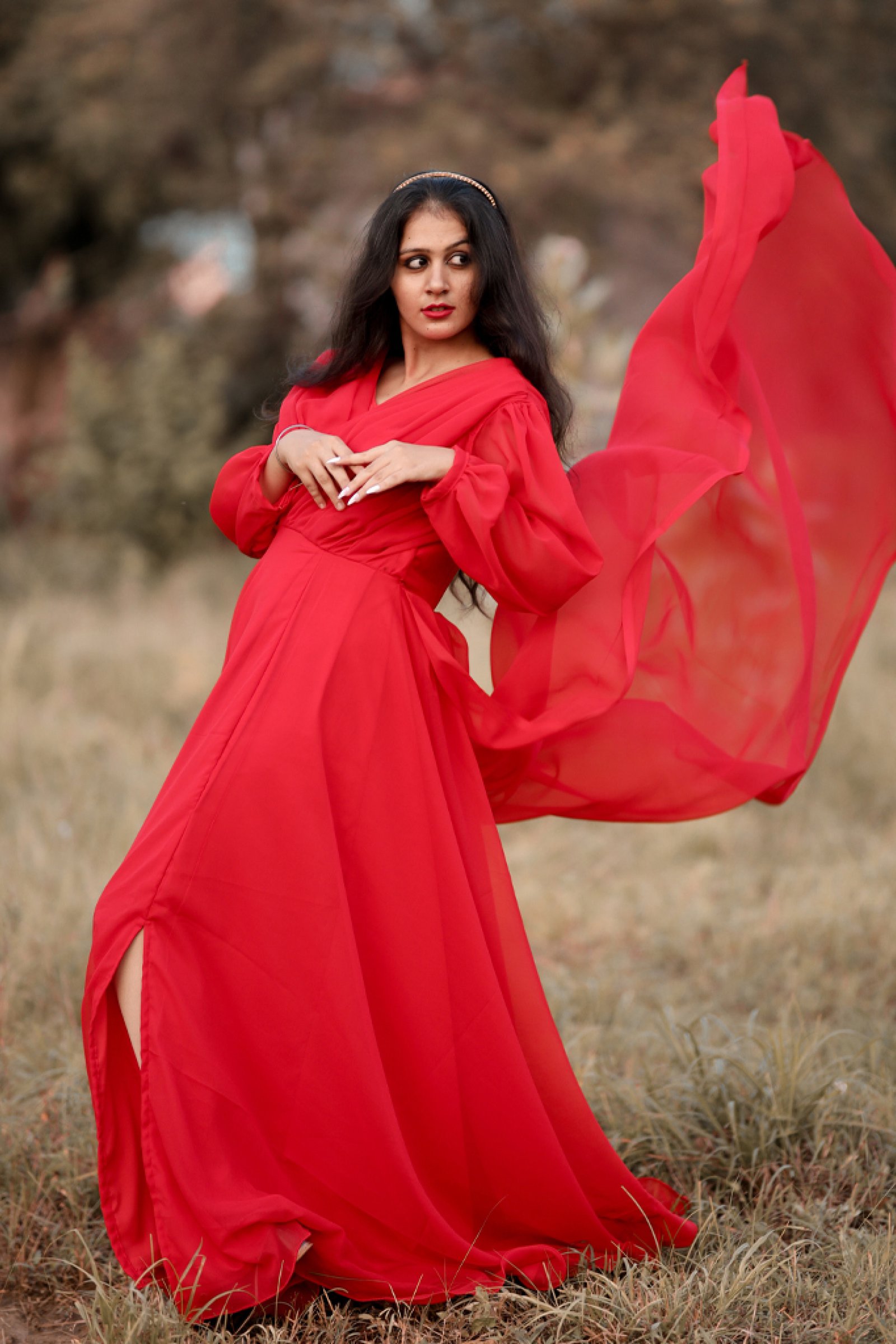 Designer Red Color Gown For Pre Wedding