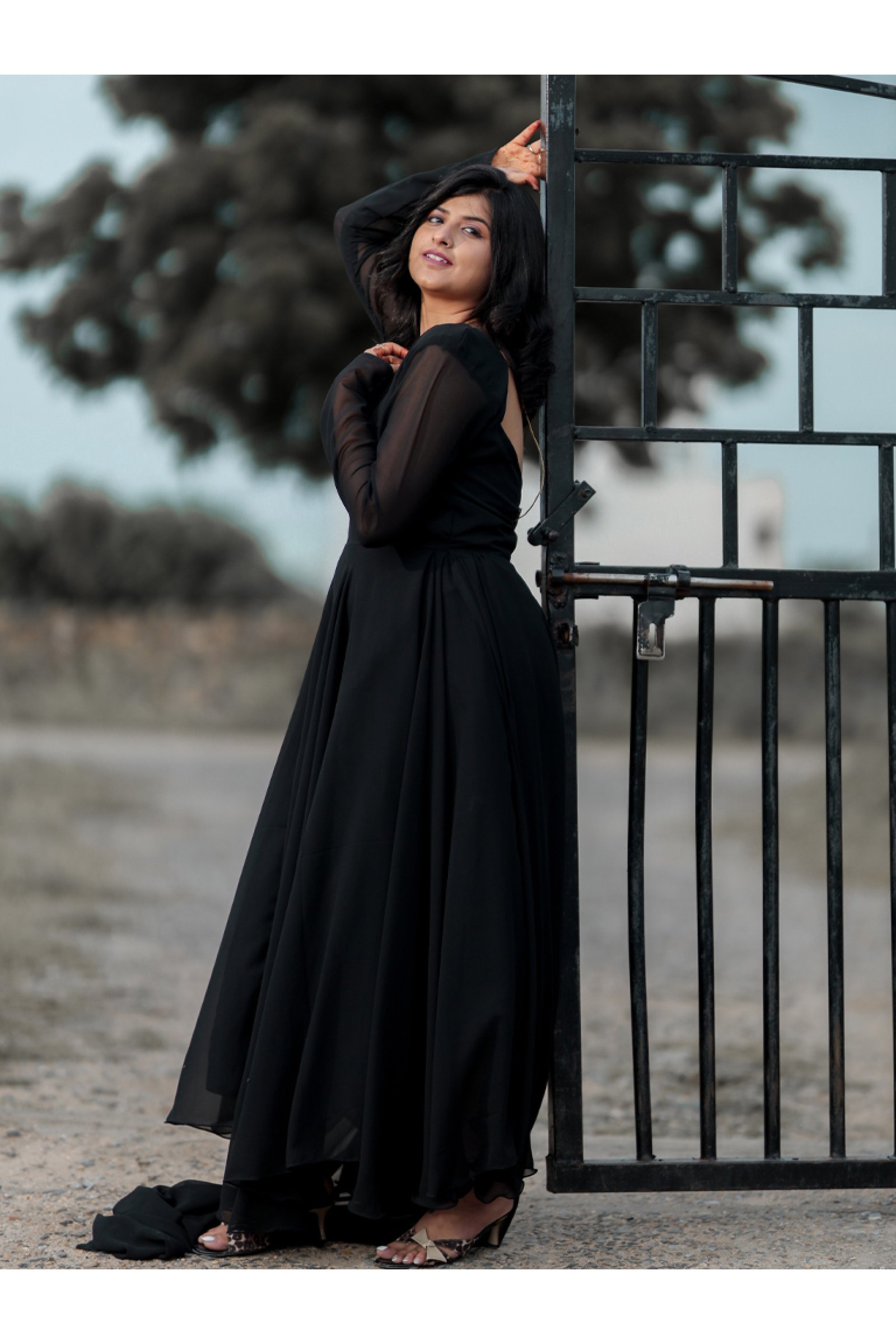 Designer Black Pre Wedding Gown