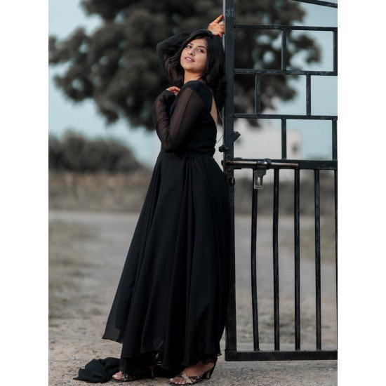 Designer Black Pre Wedding Gown
