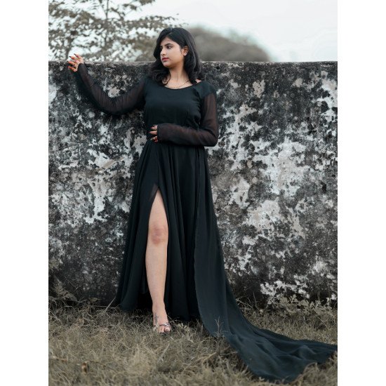 Designer Black Pre Wedding Gown