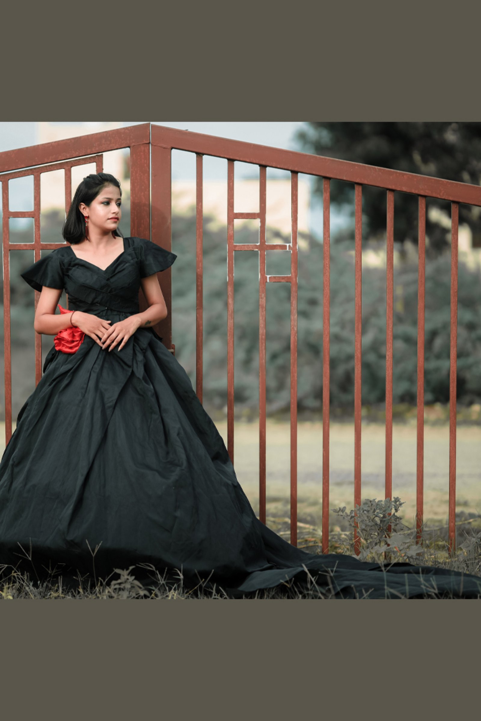 Designer Black Tail Gown For  Pre Wedding