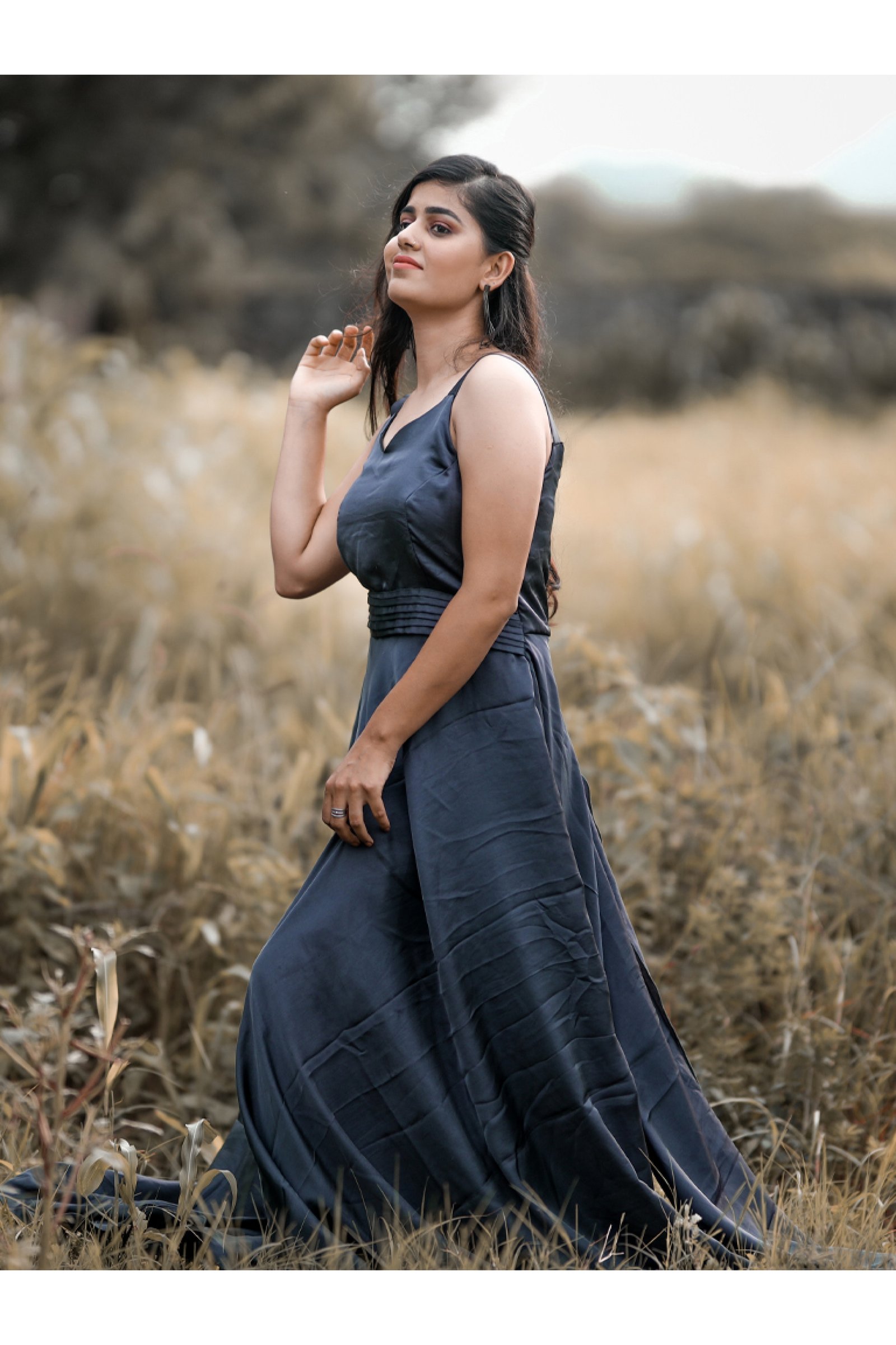 Designer Gray Pre Wedding Tail Gown