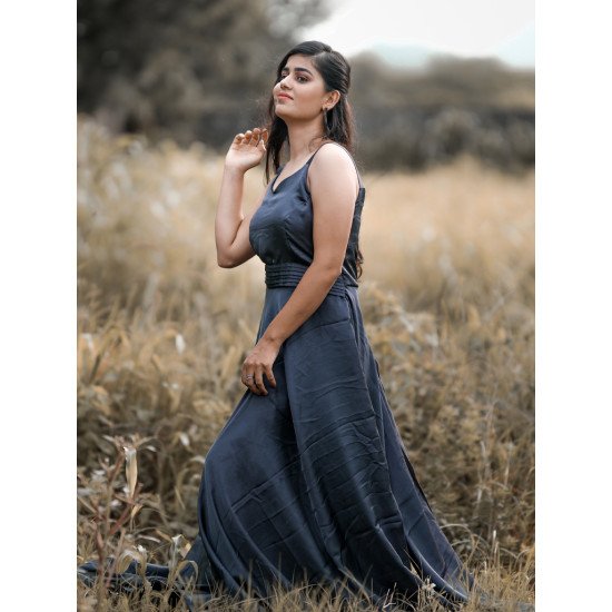 Designer Gray Pre Wedding Tail Gown