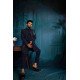 Designer Navy Blue Handwork Short Pattern Indowestern