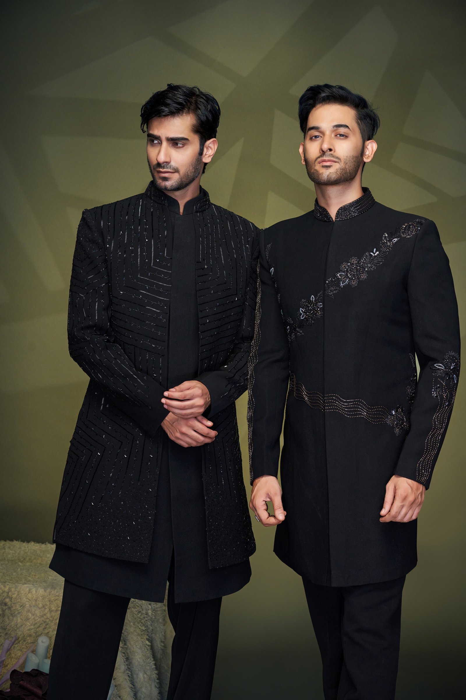 Designer Handwork Black IndoWestern For Wedding