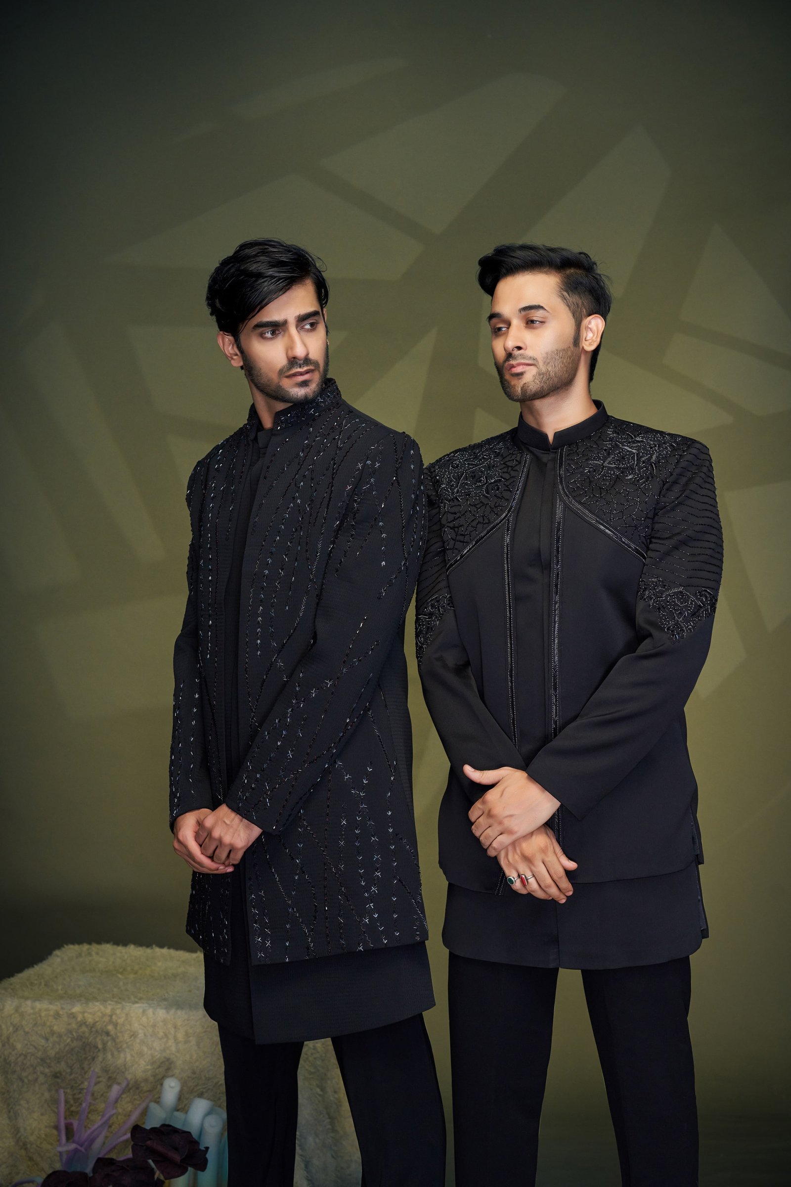 Desinger Black HandWork Short Pattern Indo For Men