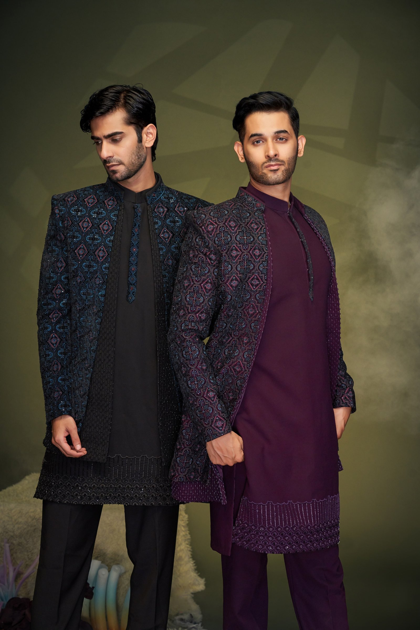 Designer Muticolor Thread And Handwork Double Pattern Indo for Groom