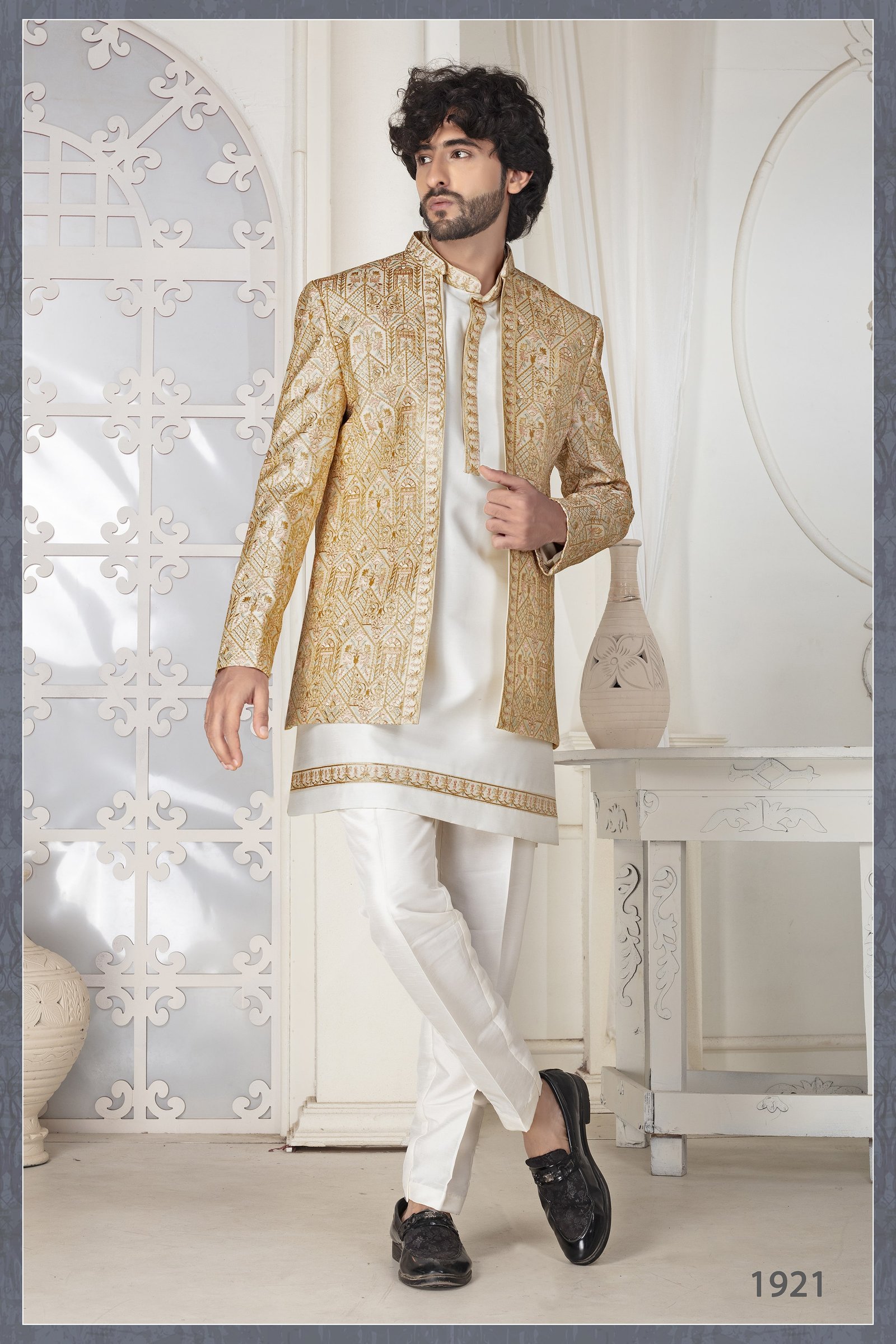 Designer Short Pattern Wedding Indowestern For Haldi