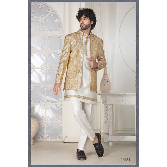 Designer Short Pattern Wedding Indowestern For Haldi