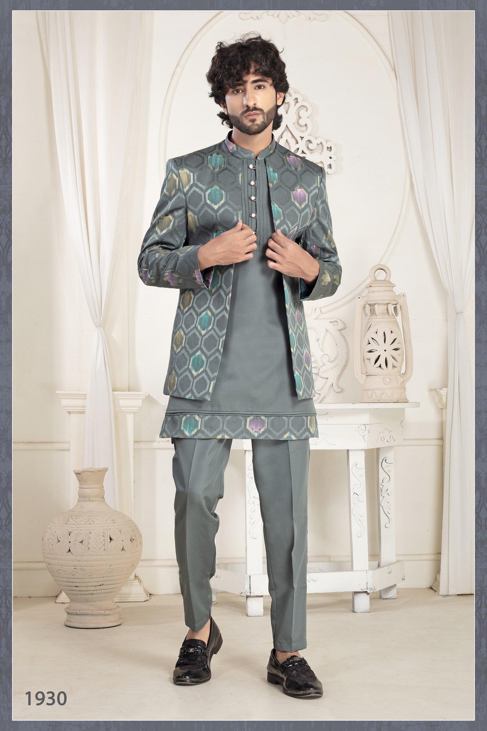 Designer Gray Digital PrintDouble Pattern Indo