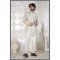 Designer Cream Short Pattern Indo Western For Men