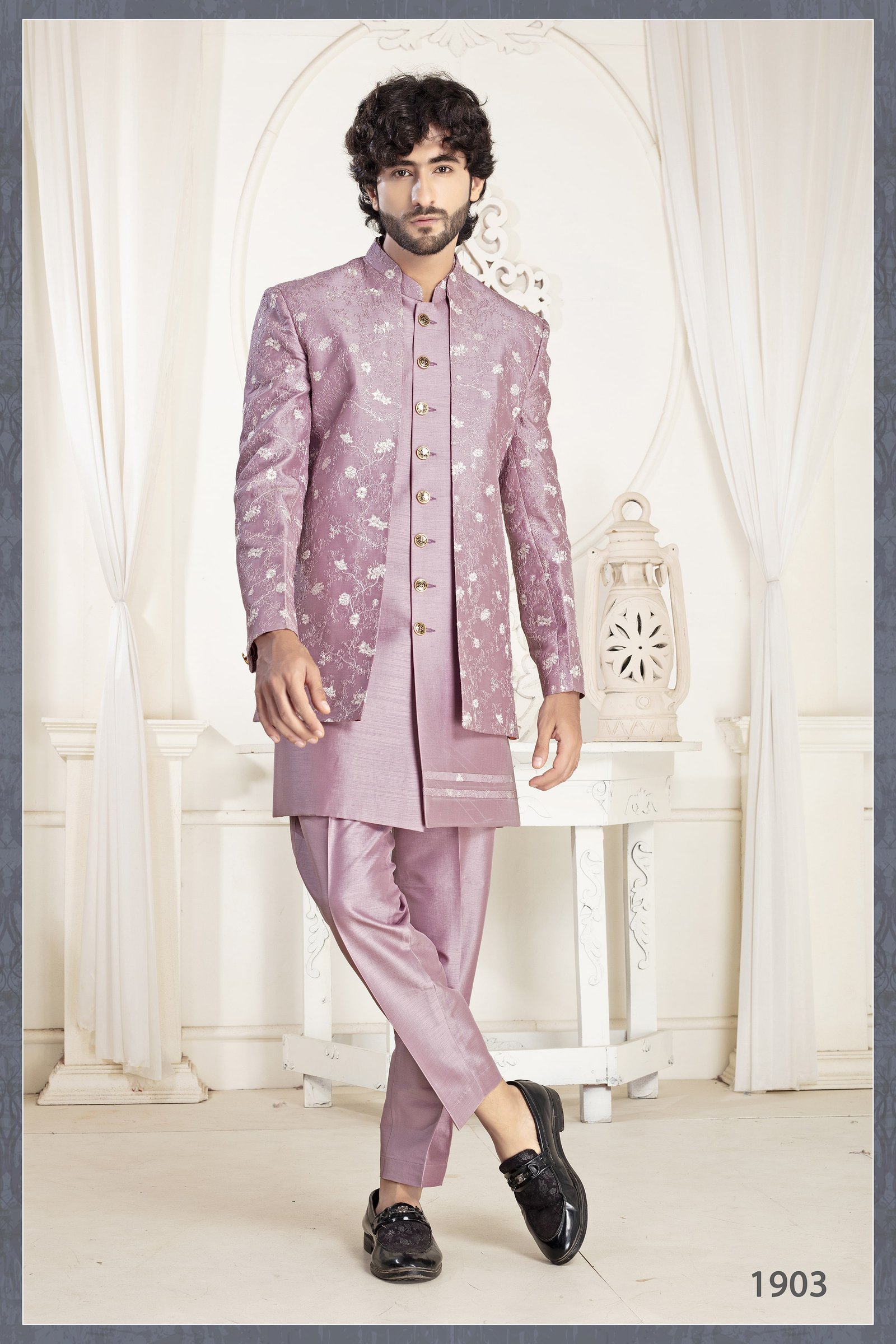 Designer Pink Digital Print Indo For Wedding