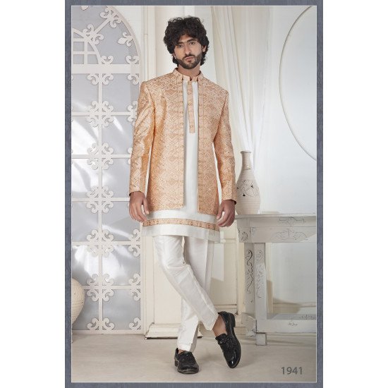 Designer Short Pattern Wedding Indowestern For Men
