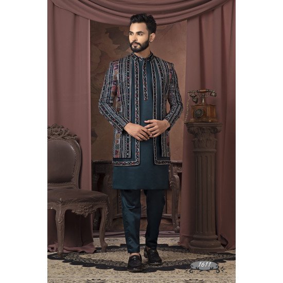 Designer Multicolor Embroidered Work Indo Western For Wedding