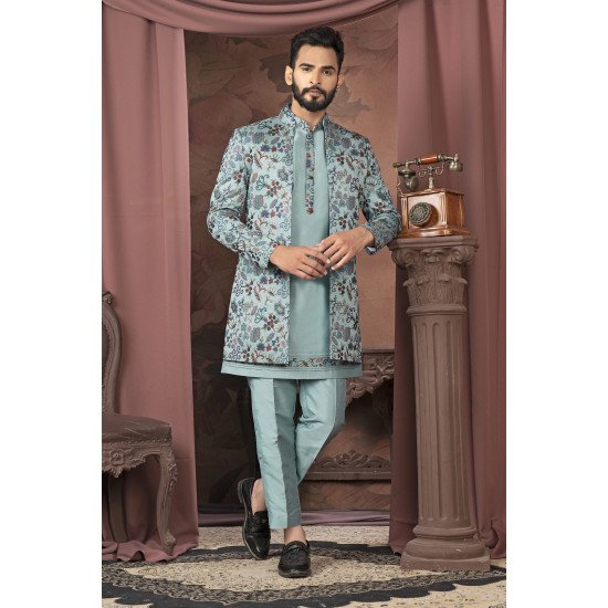 Designer Short Pattern Wedding Indowestern For Men