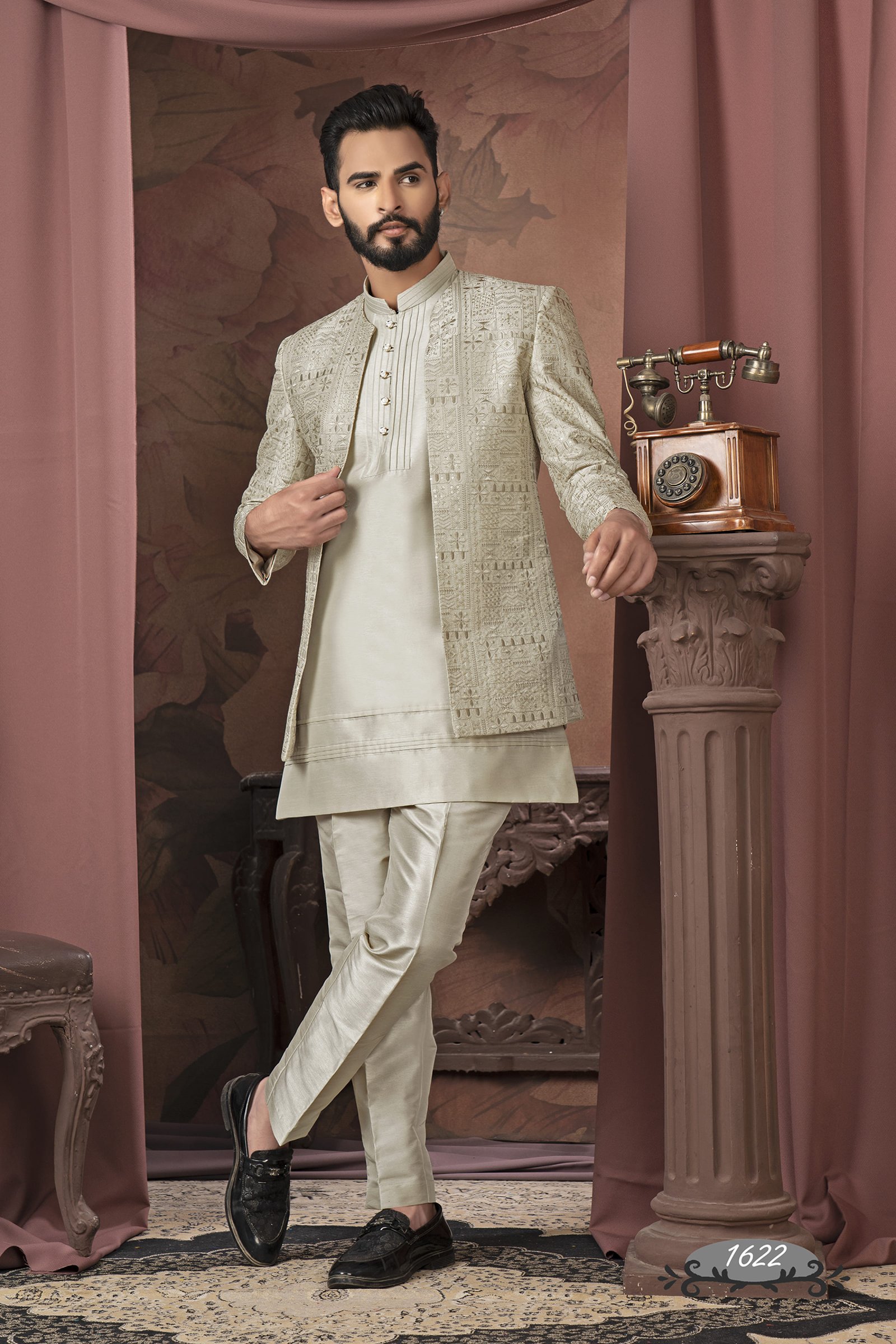 Designer Beige Color Wedding Indo For Men
