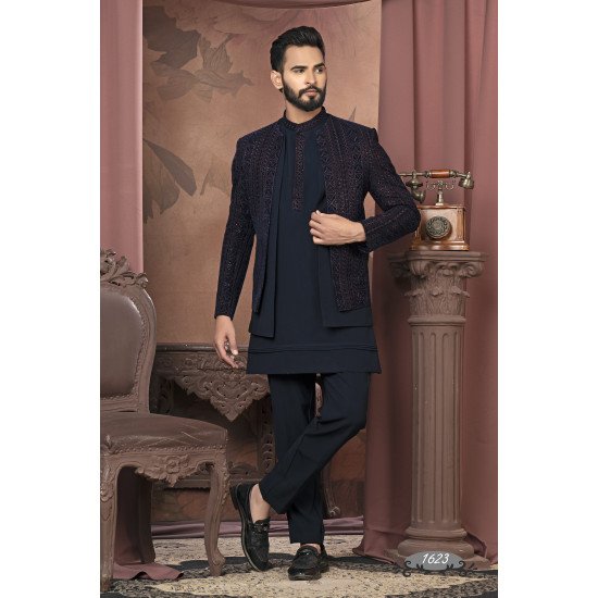 Designer Three Layer Embroidered IndoWestern