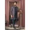 Designer Dark Gray Double Patten Wedding Indowestern For Men