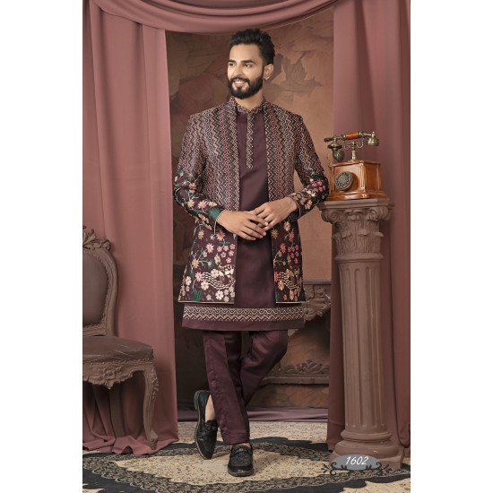 Designer Motif Embroidered Short Pattern Indo For Men