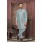 Deisgner Sea Blue Double Pattern Indowestern