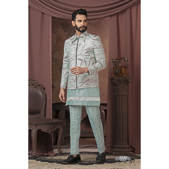 Designer Zip Pattern Indowestern For Wedding