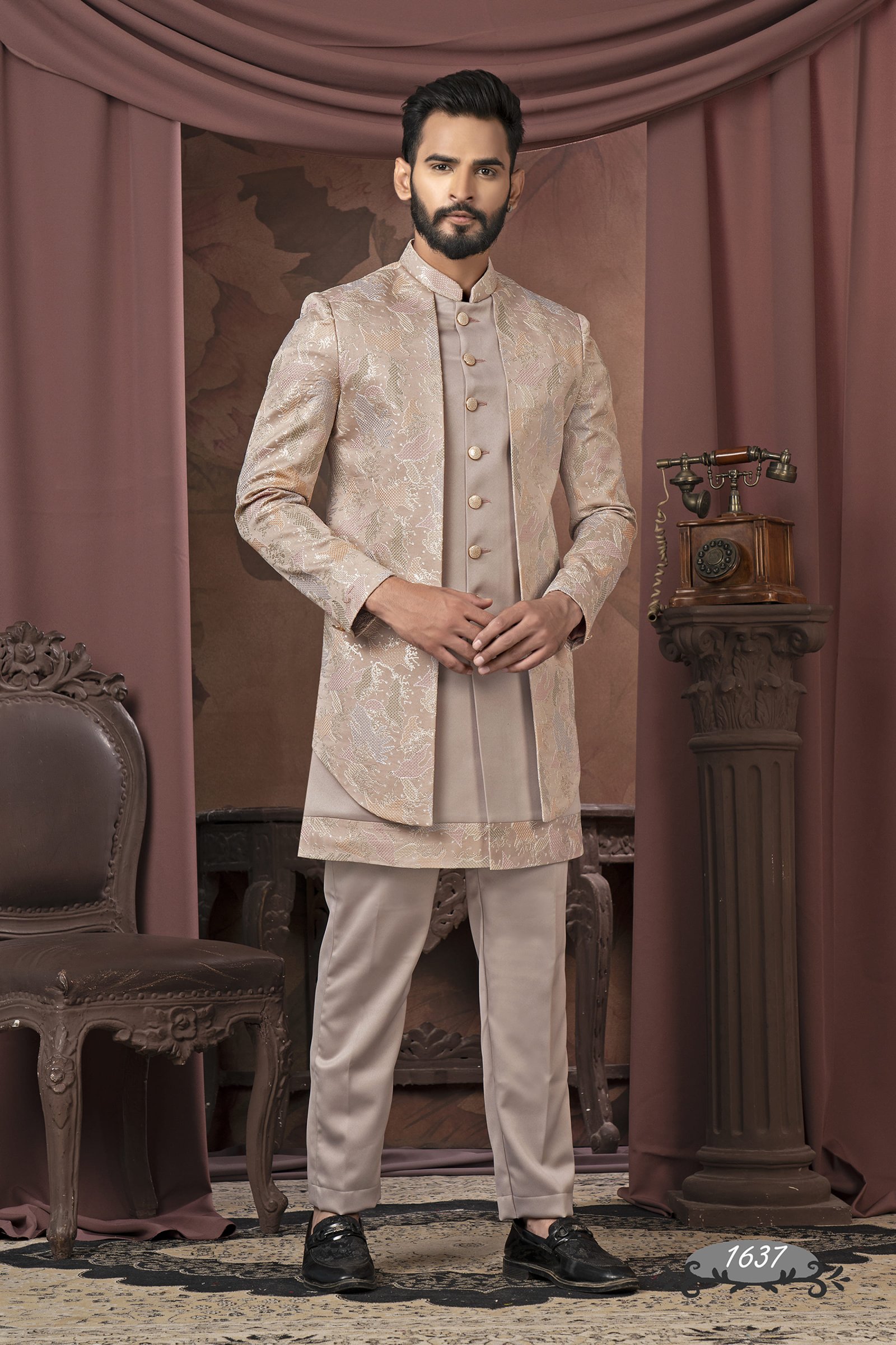 Short Pattern Double Indowestern For Wedding