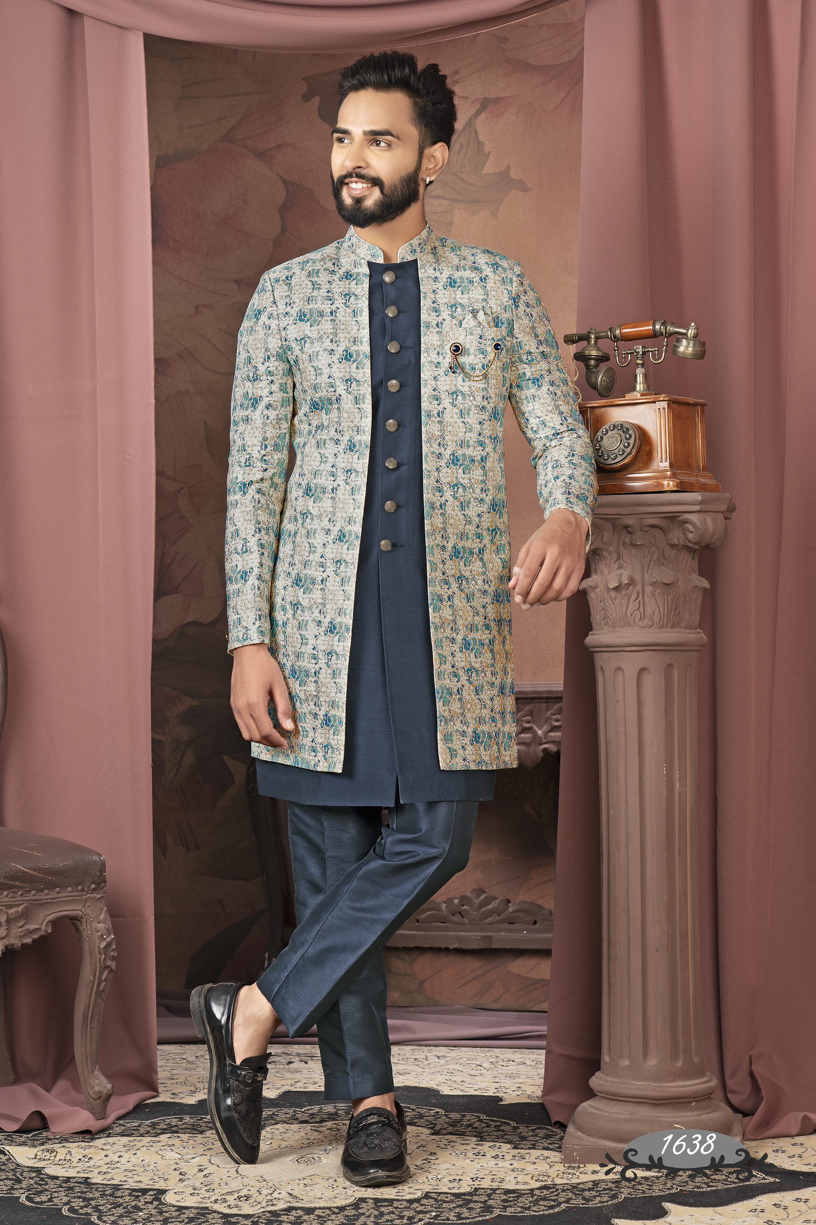 Double Pattern Digital Pattern Indowestern