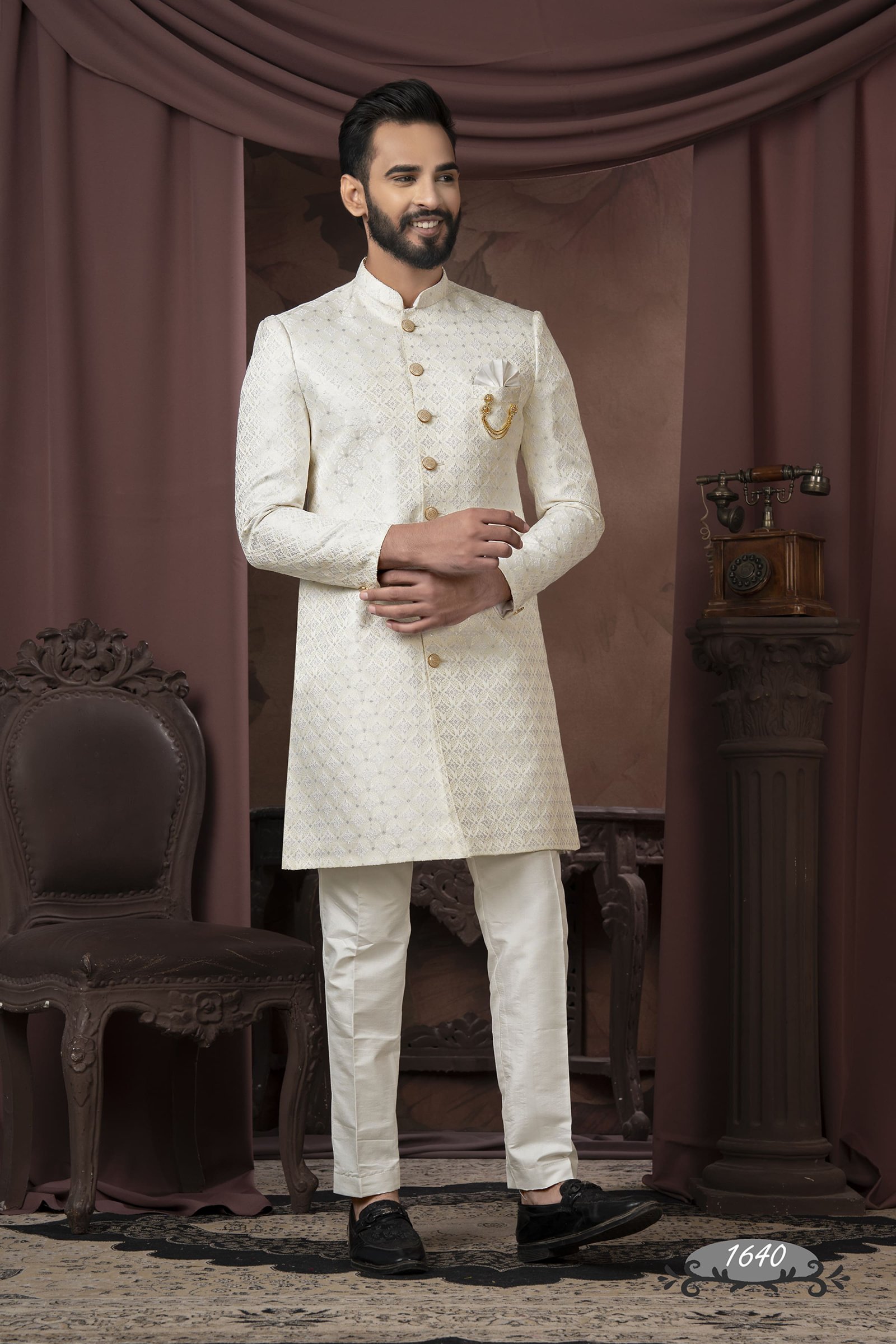Off White Color Indowestern For Men