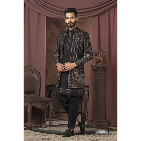 Double Pattern Black With Embroidered Work Indo