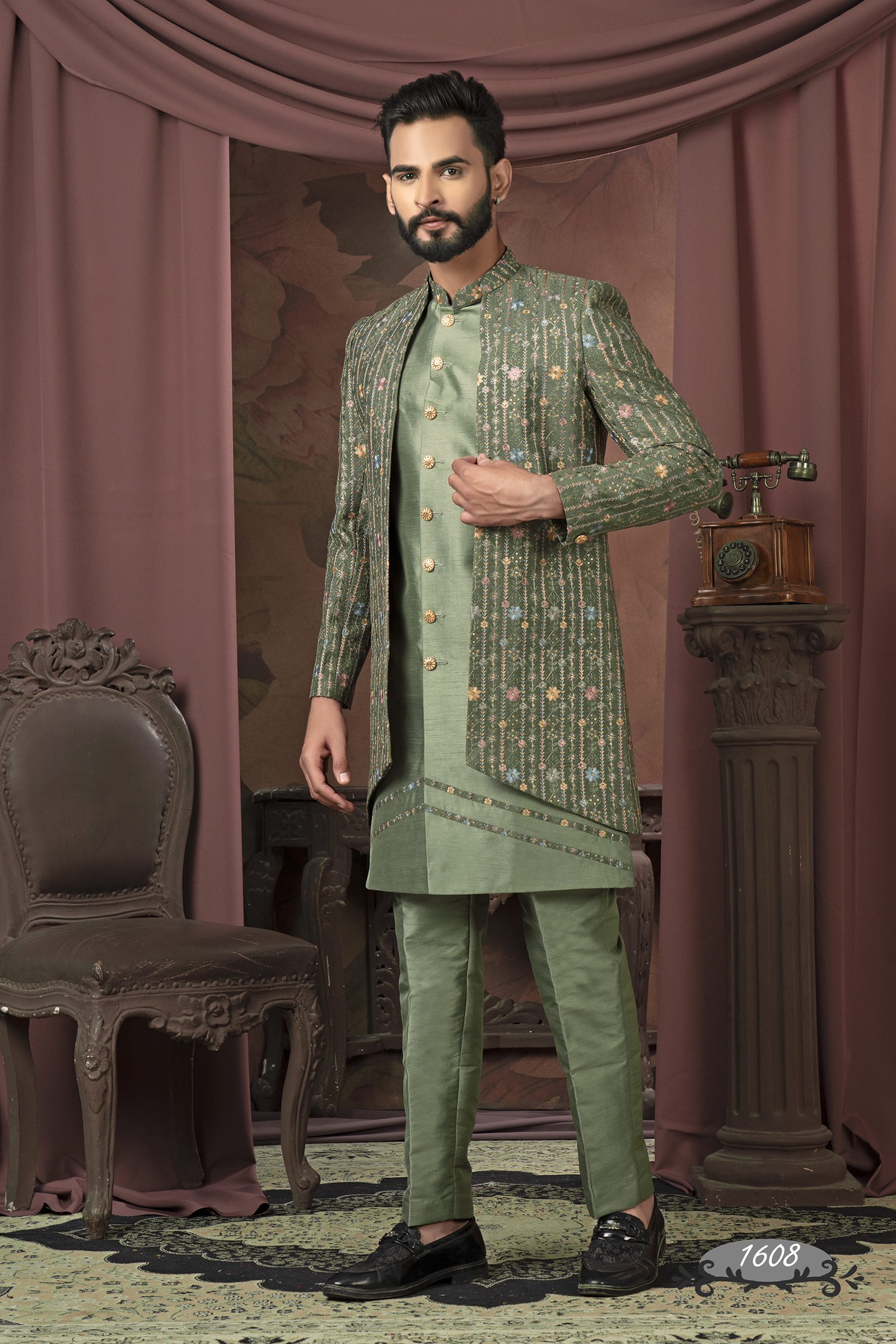 Designer  Embroidered Work Double Pattern Indo For Mehendi