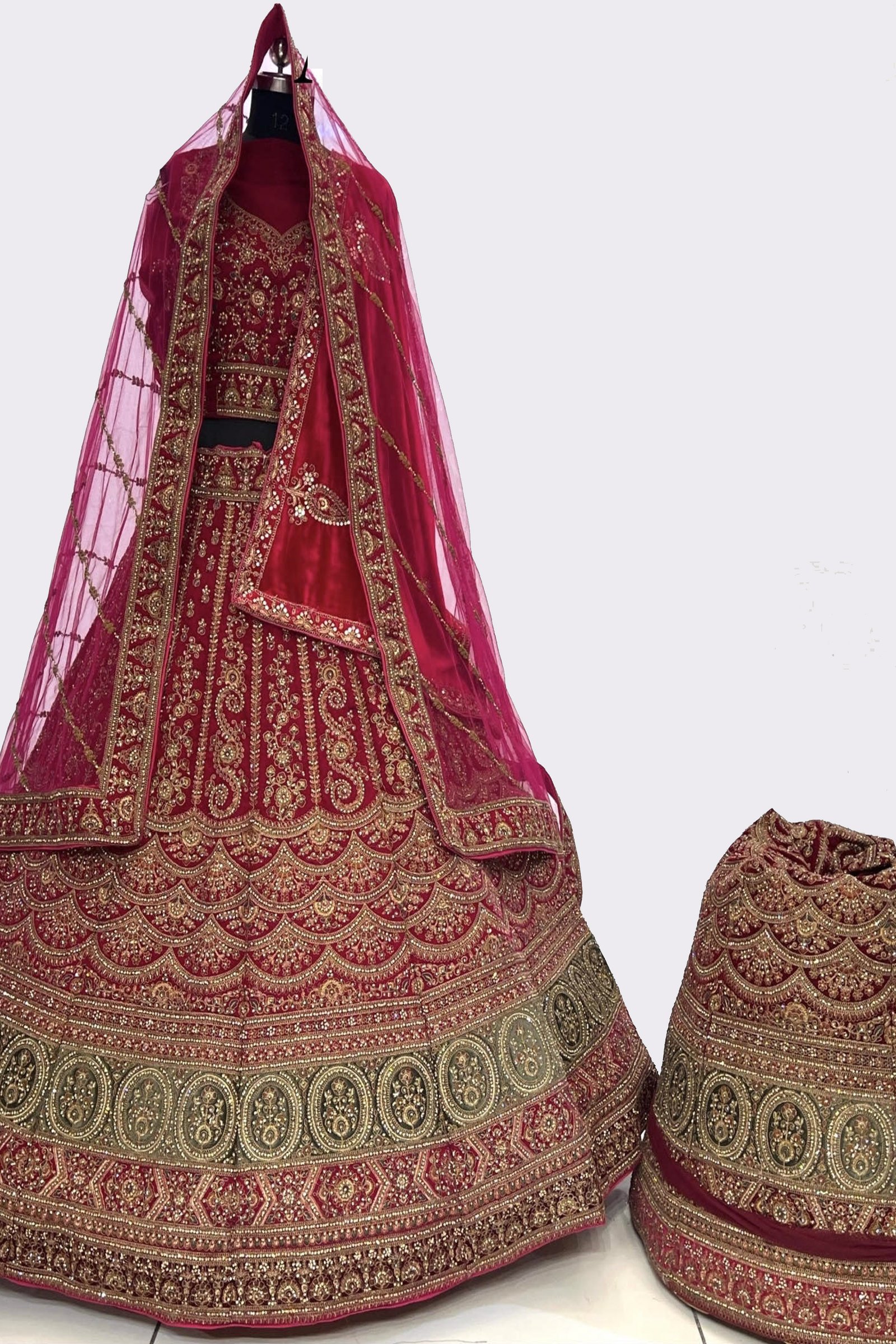 Designer Rani Stone And Sequence Work Bridal Lehenga