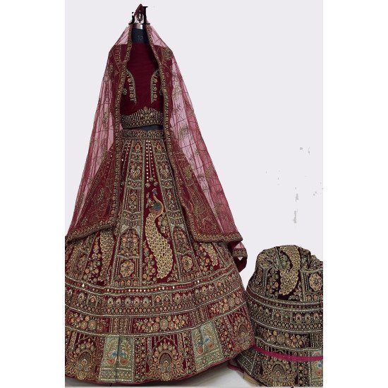Designer Motif Work Bridal Lehenga For Wedding