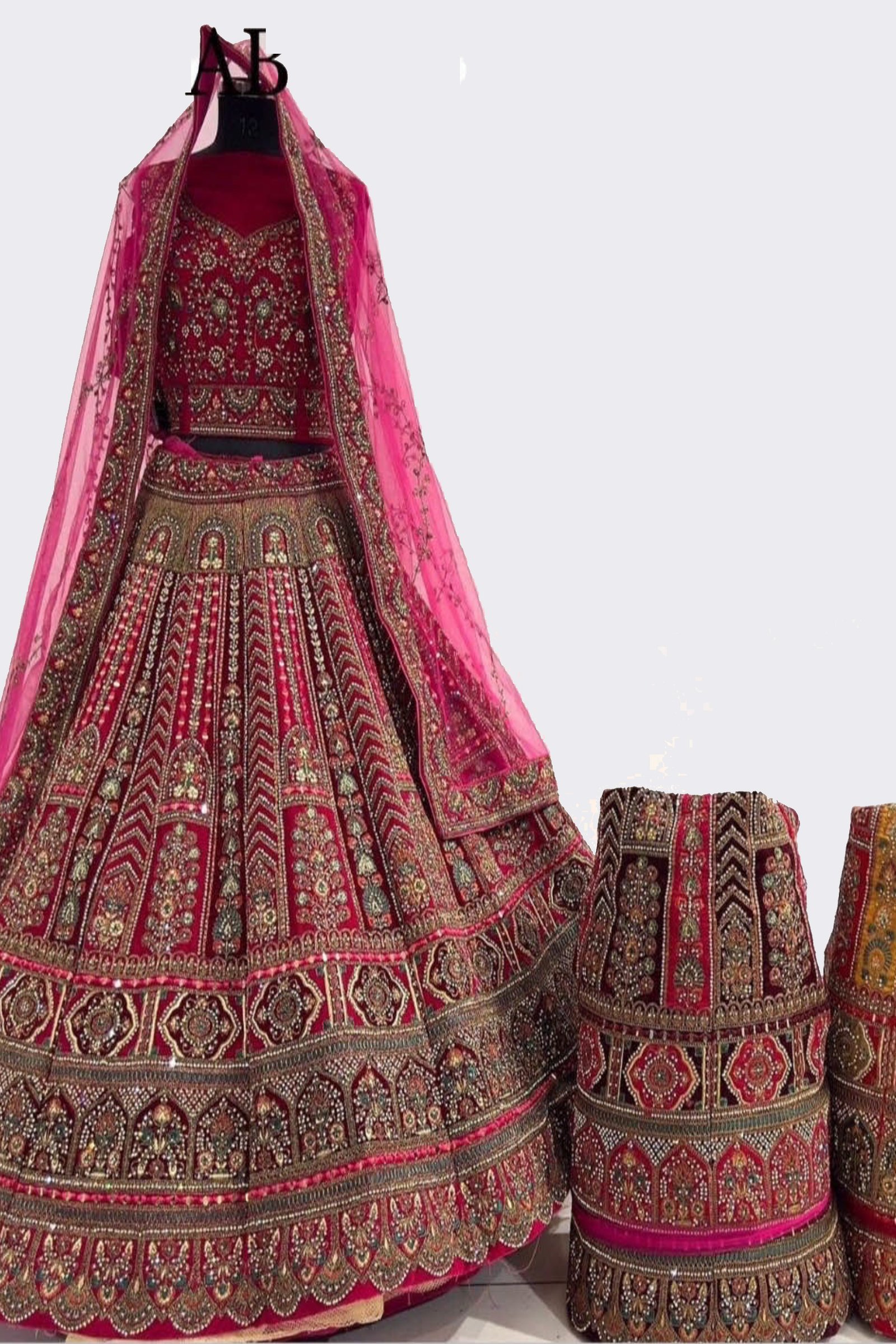 Designer Rani Color Handwork Sherwani For Bride
