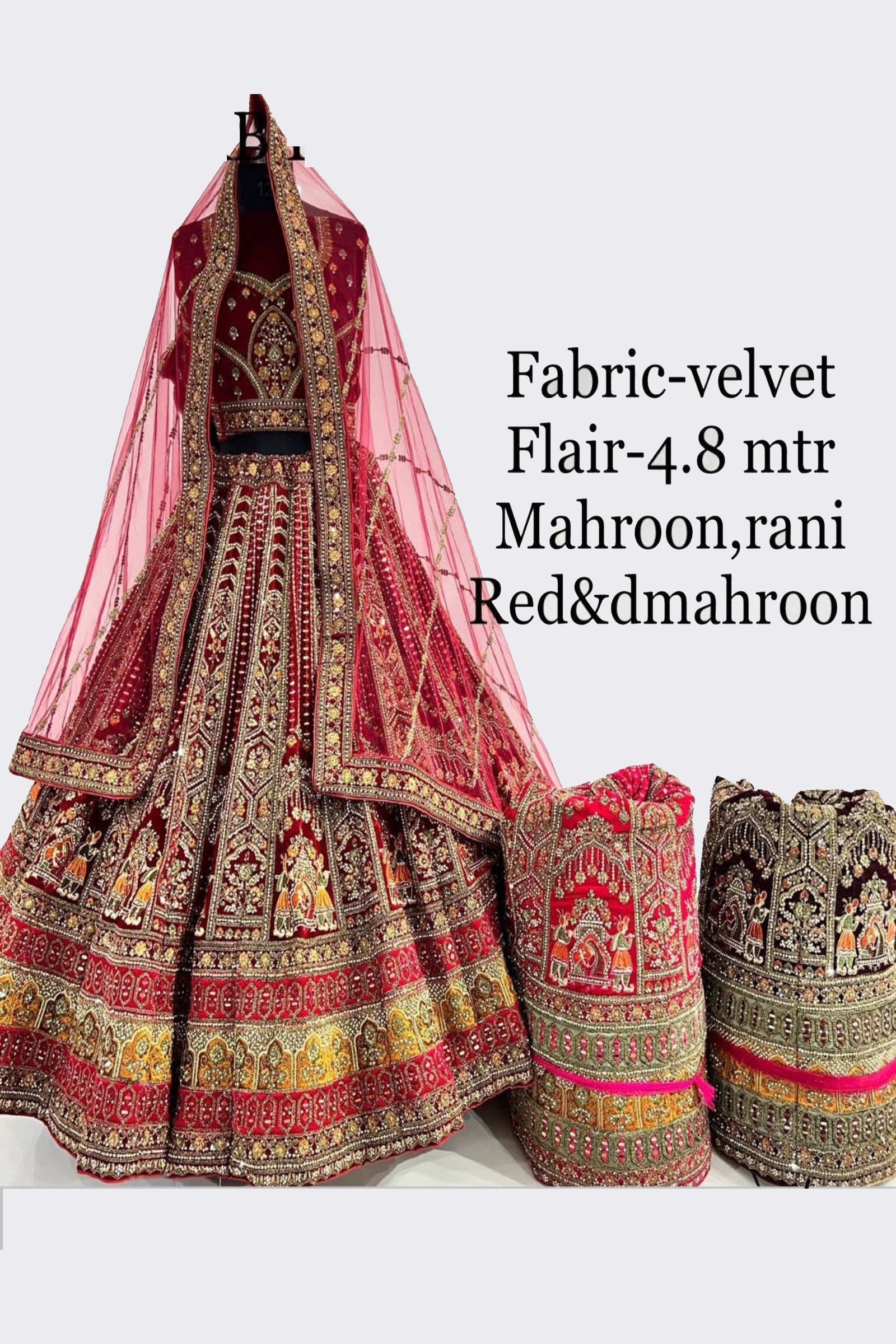 Designer Multicolor Embroidered & Handwork Lehenga For Wedding