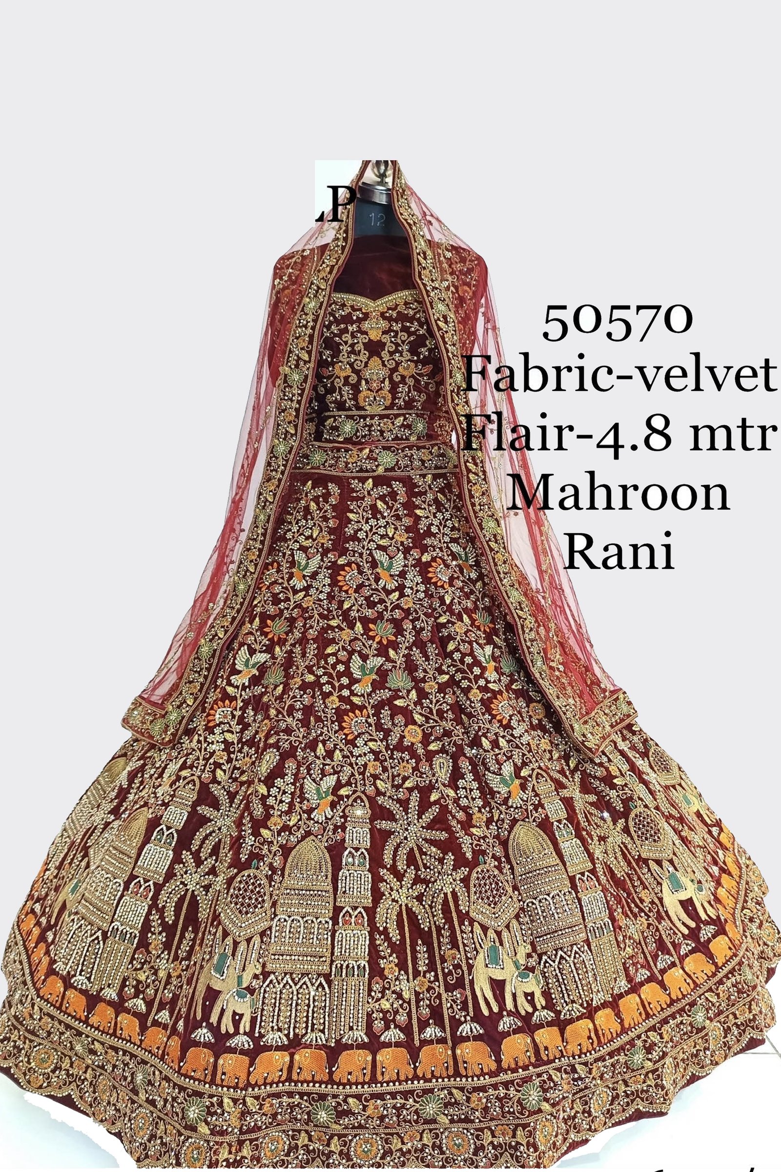 Designer Stone Work Mehroon Color Wedding Lehenga For Bride