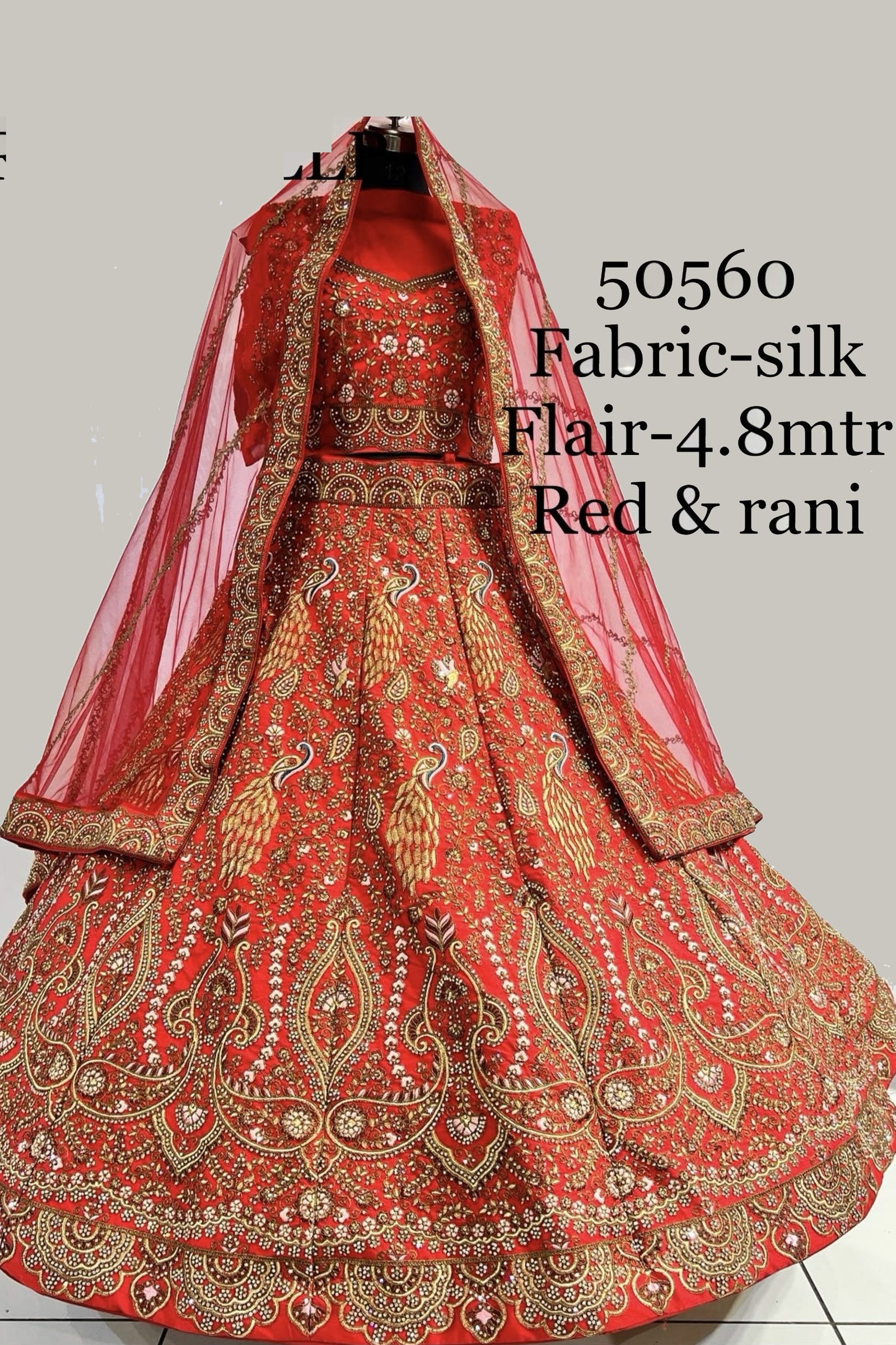 Designer Red Motif & Stone Work Bridal Lehenga