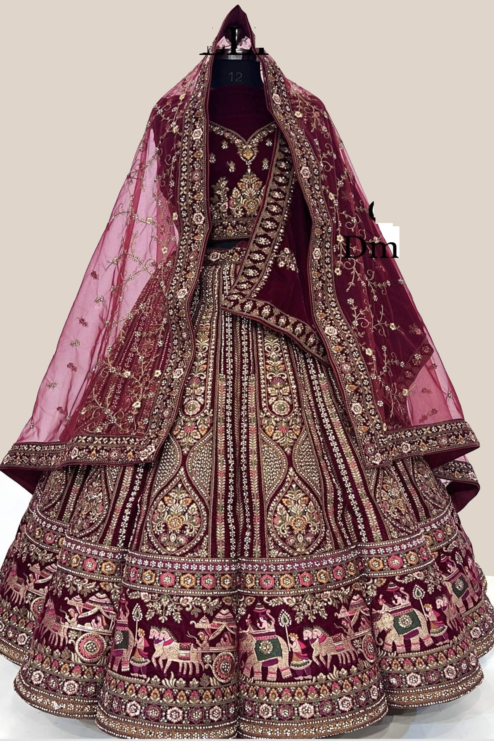 Designer Cherry Handwork Birdal Lehenga For Wedding