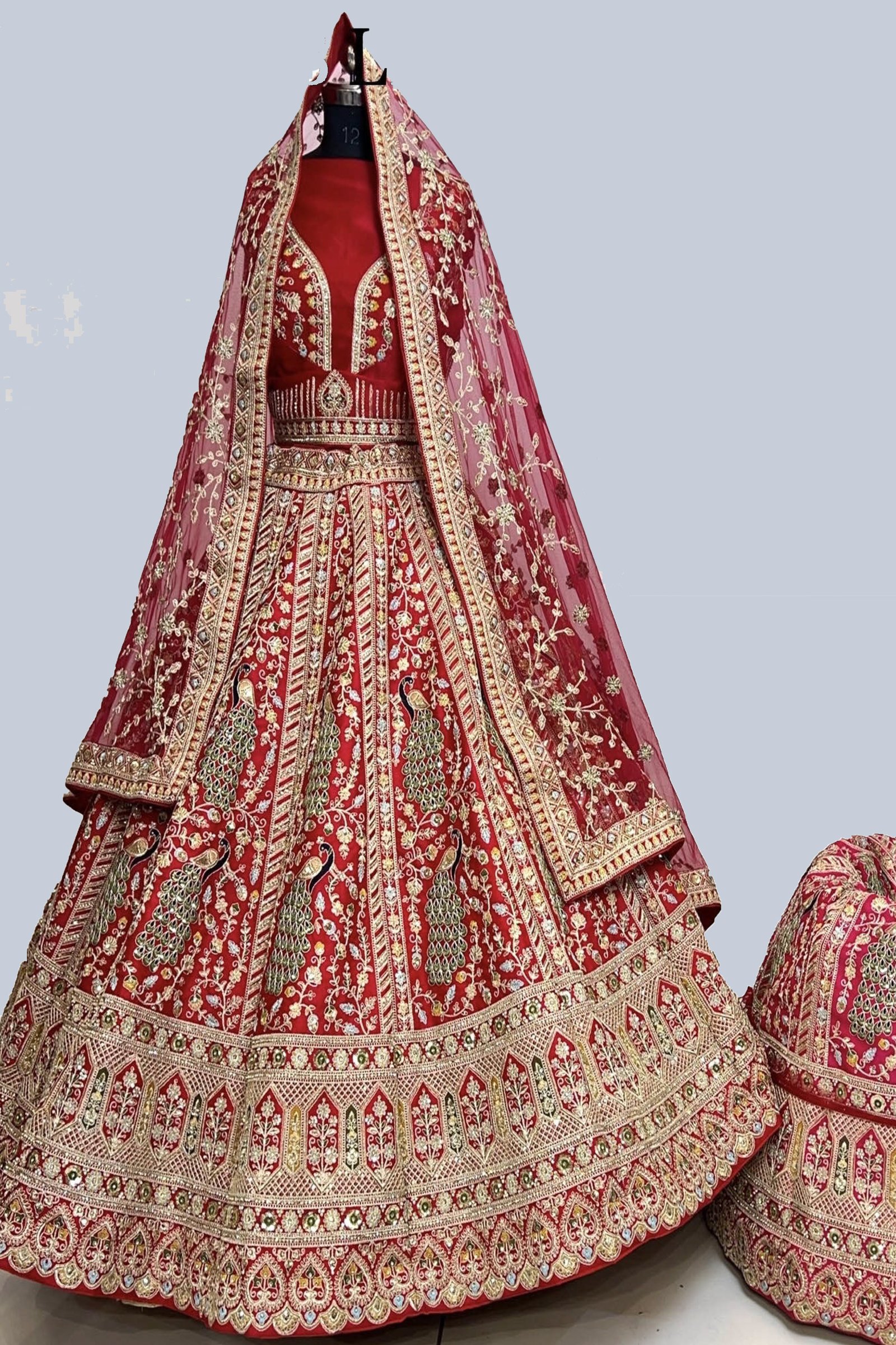 Designer Red & Rani Color Embroidery Work Bridal Lehenga
