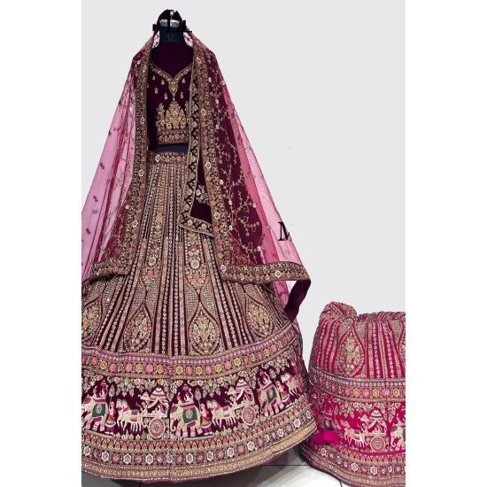 Designer Cherry Stone Work Bridal Lehenga