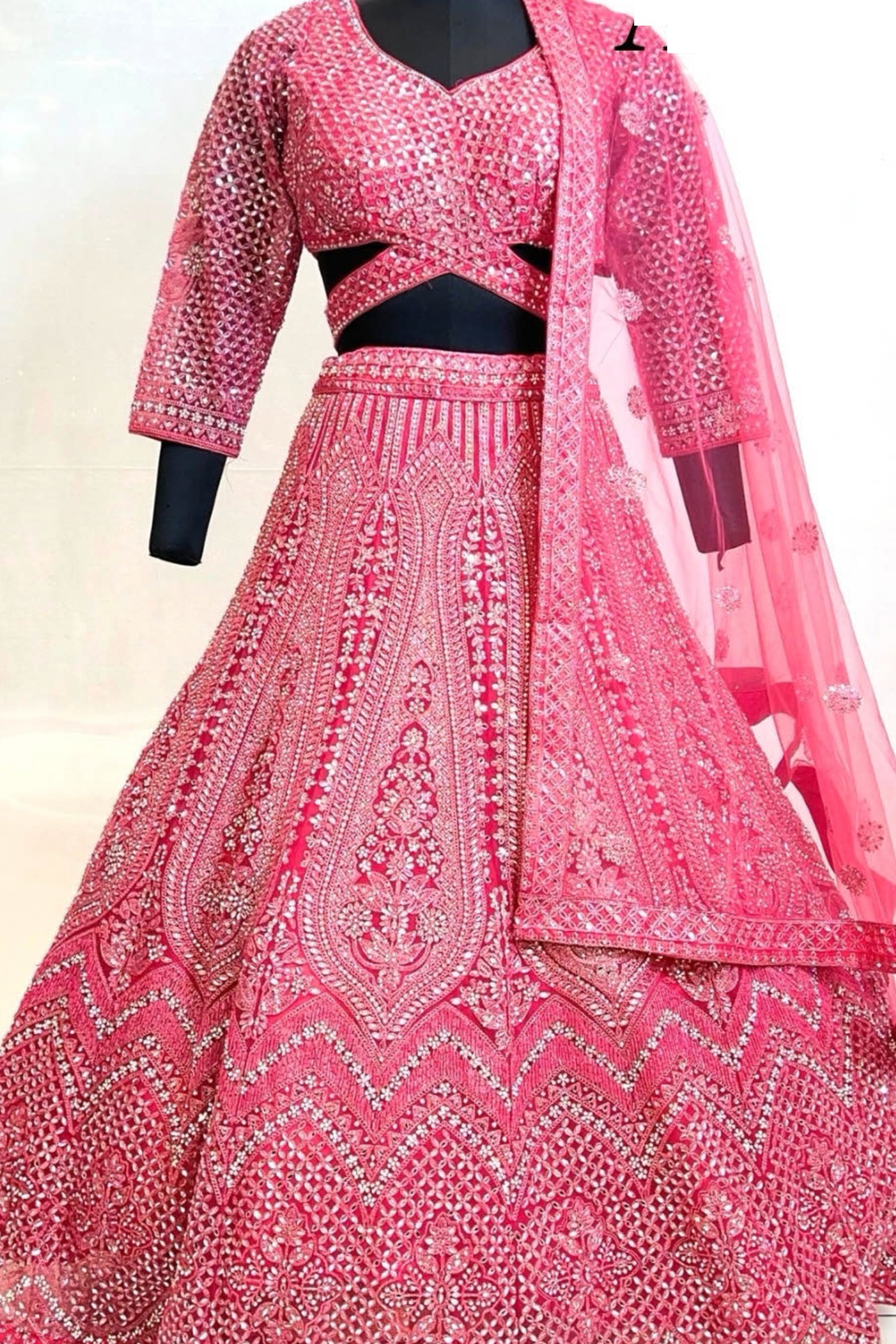 Designer Peach Color Stone Work Lehenga