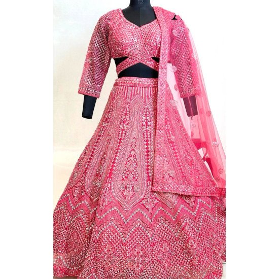 Designer Peach Color Stone Work Lehenga
