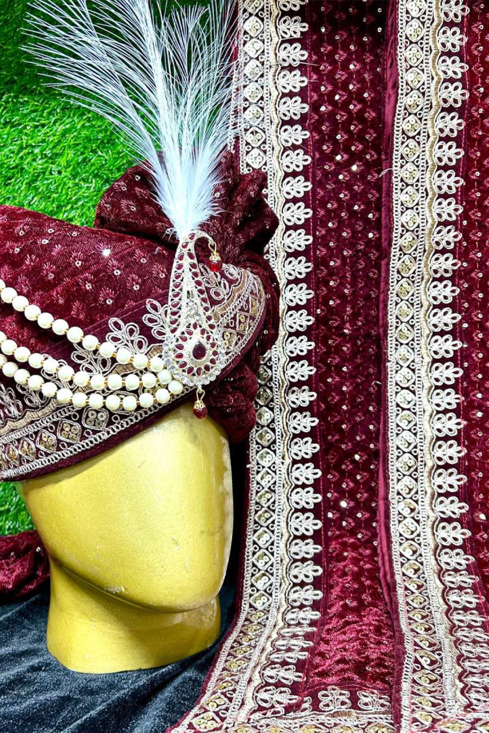 Designer Mehroon Color Saga and Stole 