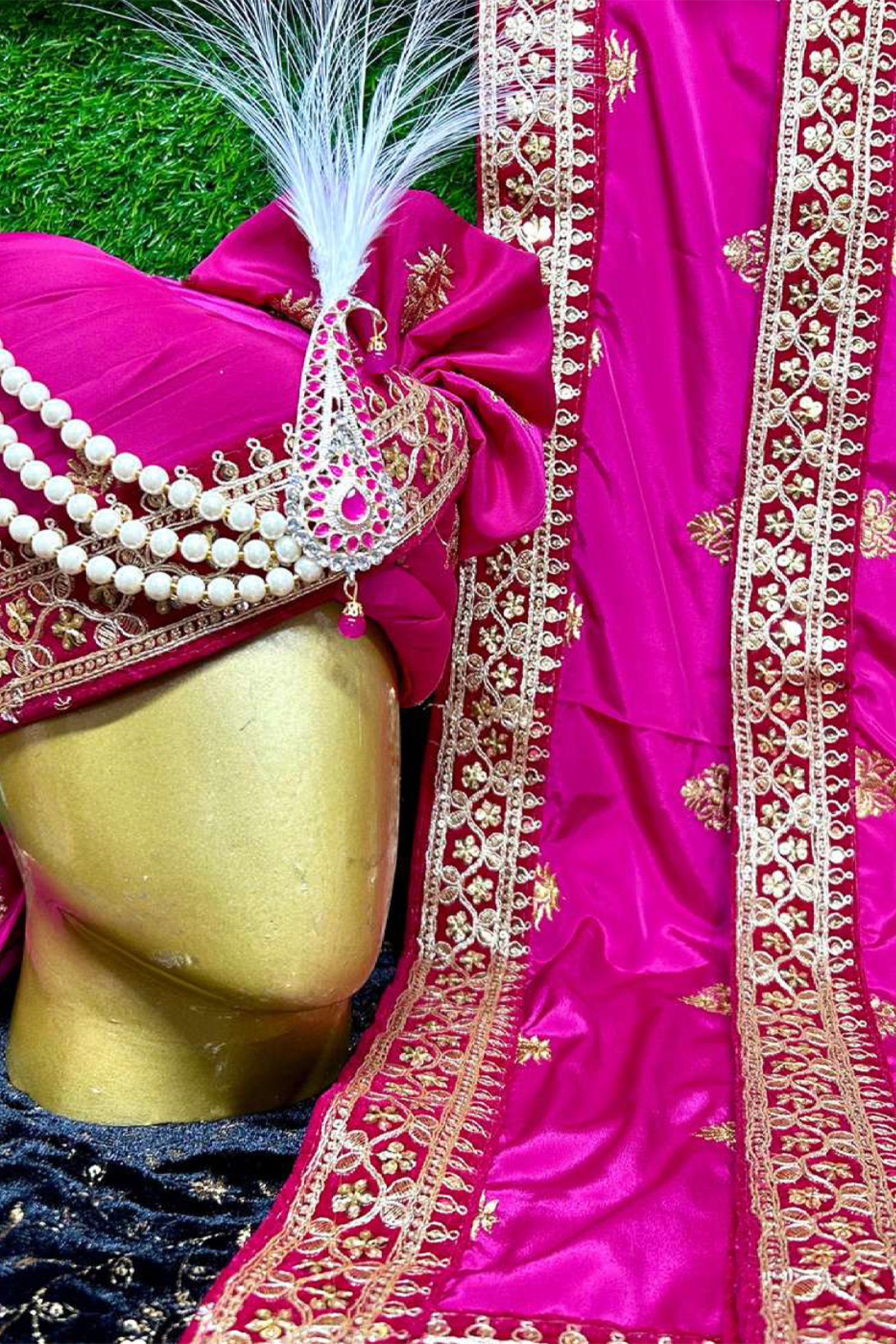 Designer Rani Color Silk Safa & Stole